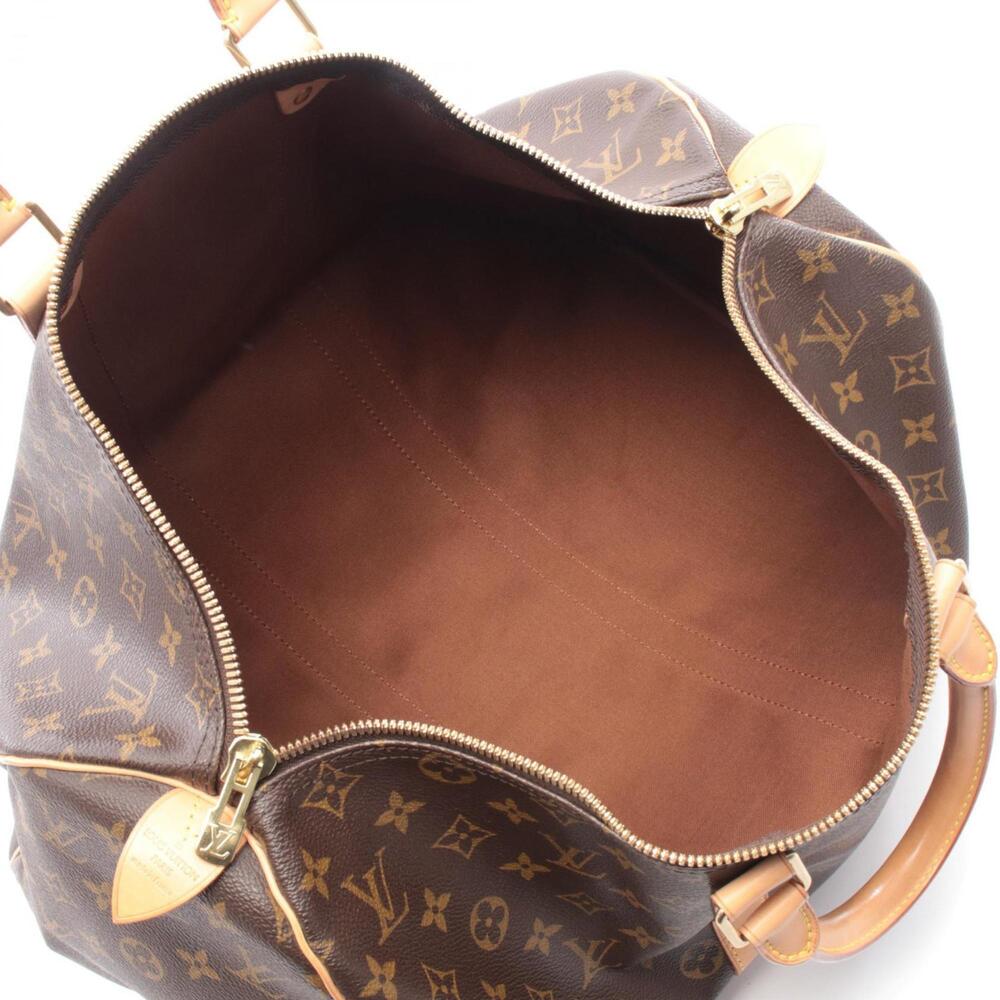LOUIS VUITTON Authentic Brown Monogram Leather Keepall 45 Boston Bag - Picture 3 of 8